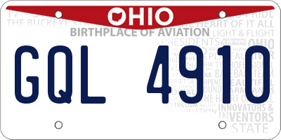 OH license plate GQL4910