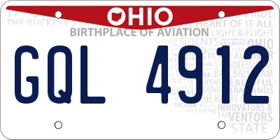 OH license plate GQL4912