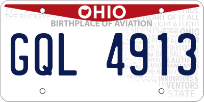 OH license plate GQL4913