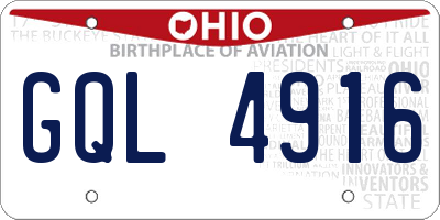 OH license plate GQL4916