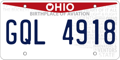 OH license plate GQL4918