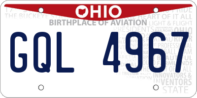OH license plate GQL4967