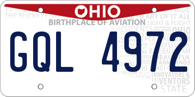 OH license plate GQL4972