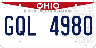 OH license plate GQL4980