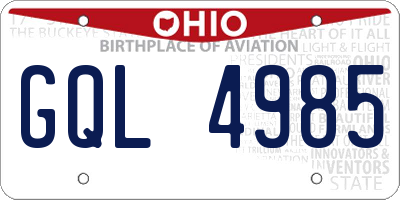 OH license plate GQL4985