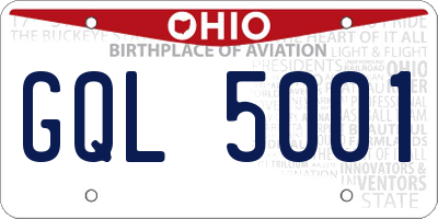 OH license plate GQL5001