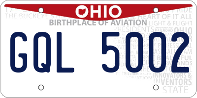 OH license plate GQL5002