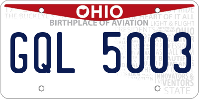 OH license plate GQL5003