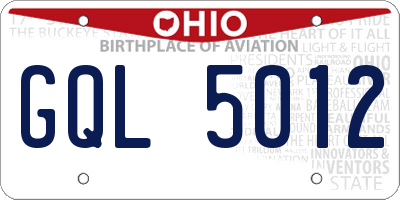 OH license plate GQL5012