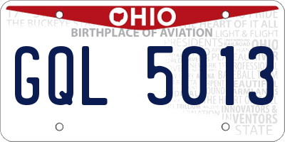 OH license plate GQL5013