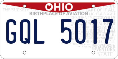 OH license plate GQL5017
