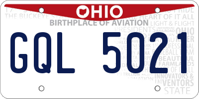 OH license plate GQL5021
