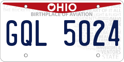 OH license plate GQL5024
