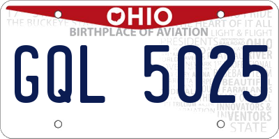 OH license plate GQL5025