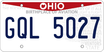 OH license plate GQL5027