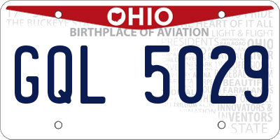 OH license plate GQL5029