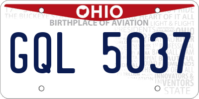 OH license plate GQL5037