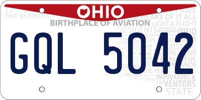OH license plate GQL5042