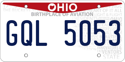OH license plate GQL5053