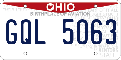 OH license plate GQL5063