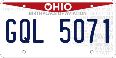 OH license plate GQL5071