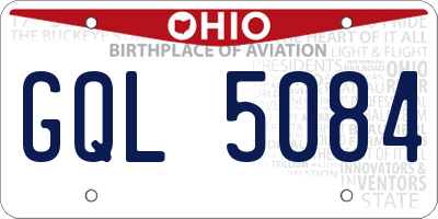 OH license plate GQL5084