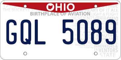 OH license plate GQL5089