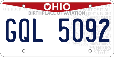 OH license plate GQL5092