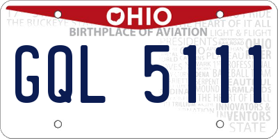 OH license plate GQL5111