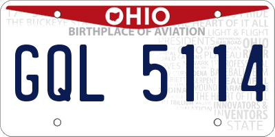 OH license plate GQL5114