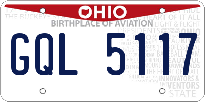 OH license plate GQL5117