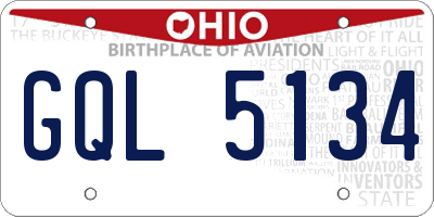 OH license plate GQL5134