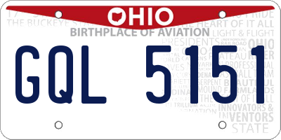 OH license plate GQL5151