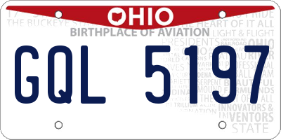 OH license plate GQL5197