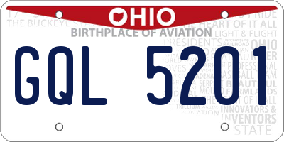 OH license plate GQL5201