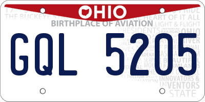OH license plate GQL5205