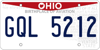 OH license plate GQL5212