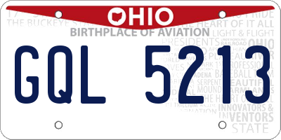 OH license plate GQL5213