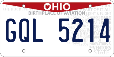 OH license plate GQL5214