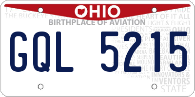 OH license plate GQL5215