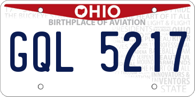 OH license plate GQL5217