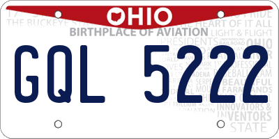 OH license plate GQL5222