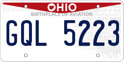 OH license plate GQL5223