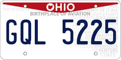 OH license plate GQL5225