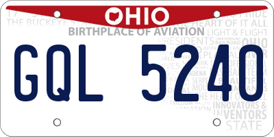 OH license plate GQL5240