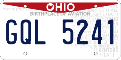 OH license plate GQL5241