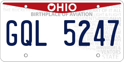 OH license plate GQL5247