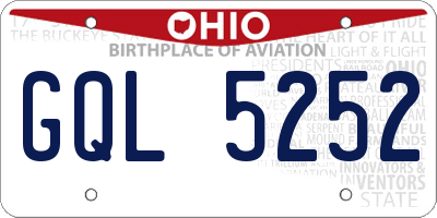 OH license plate GQL5252