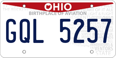OH license plate GQL5257