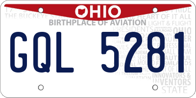 OH license plate GQL5281